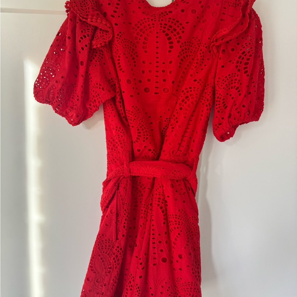 FARM Rio Vibrant Red Eyelet romper - Picture 6 of 7